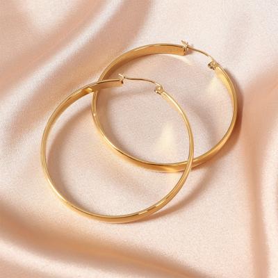 5MM Widened Curved Hoop Earrings for Women with Anti-allergic Large Circle Plain Earrings