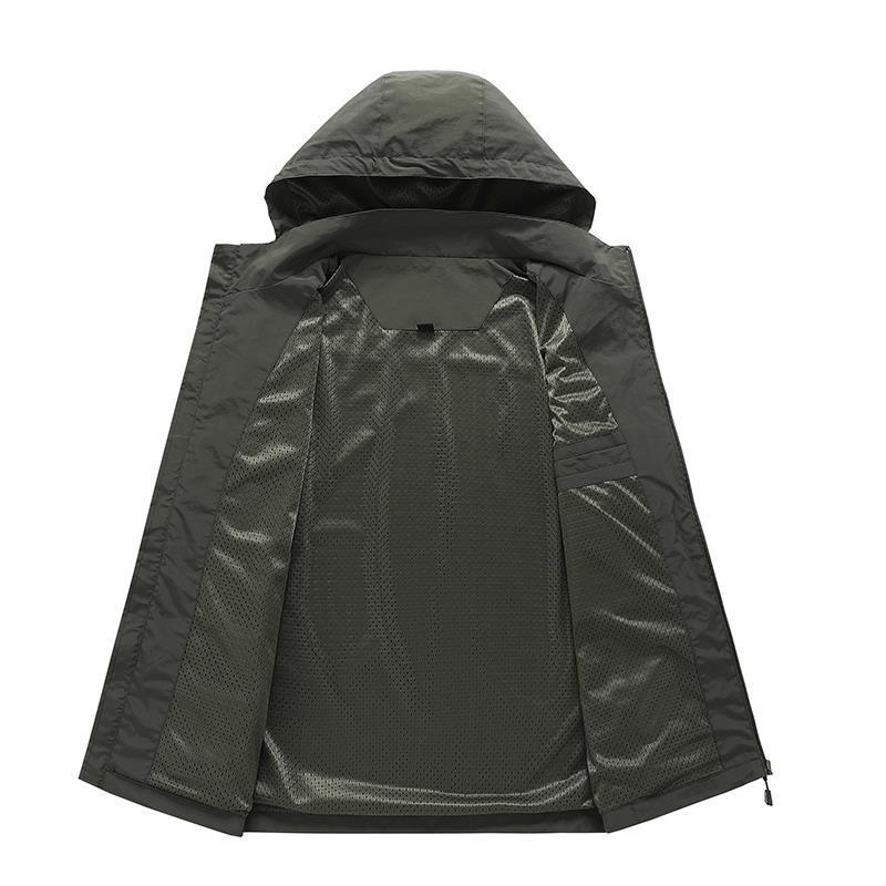 Spring and Autumn Hooded Jacket Youth Casual Stand-Up Collar Zipper Digging Bag Solid Color Windproof and Waterproof Jacket