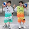 Boys' summer basketball suit set new 2026 mid to large children's summer short sleeved quick drying sports football suit trend