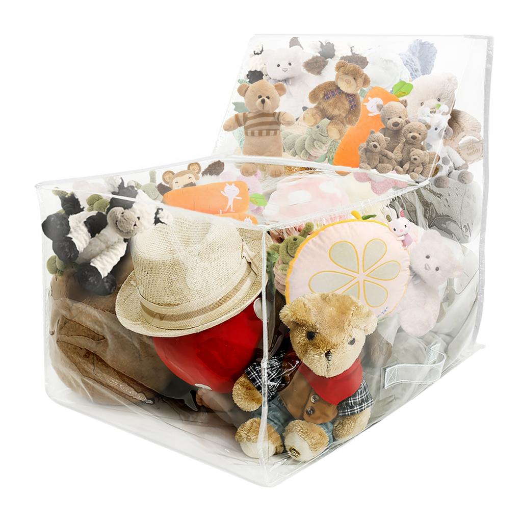 Clear PVC Toy Storage Chair Cover with Zipper Waterproof Large Capacity Dolls Kids'Stuffed Plush Toy hat clothes Organizer Bag