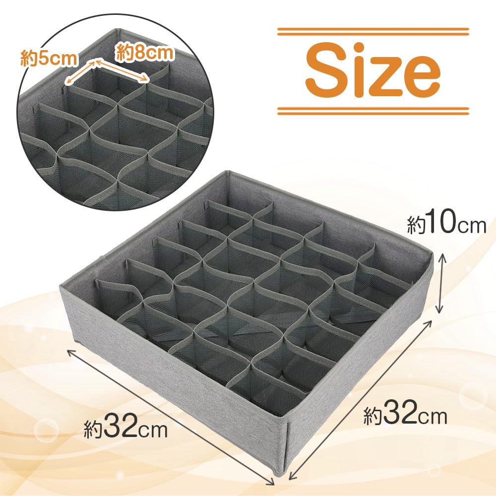 Kleideraufbewahrungs-Organizer mit 24 Schubladenteilern für Unterwäsche, Socken und Krawatten, faltbar (Grau)