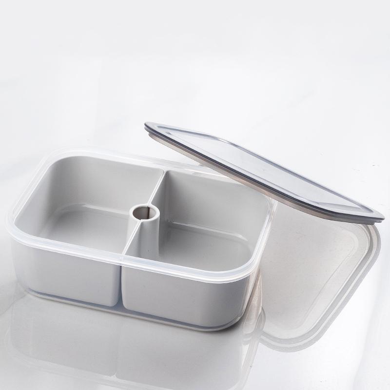 Kitchen Fridge Organizer Microwave Oven Safe Crisper Drain Box PP Plastic 1.4L Food Storage Meal Prep Containers Removable