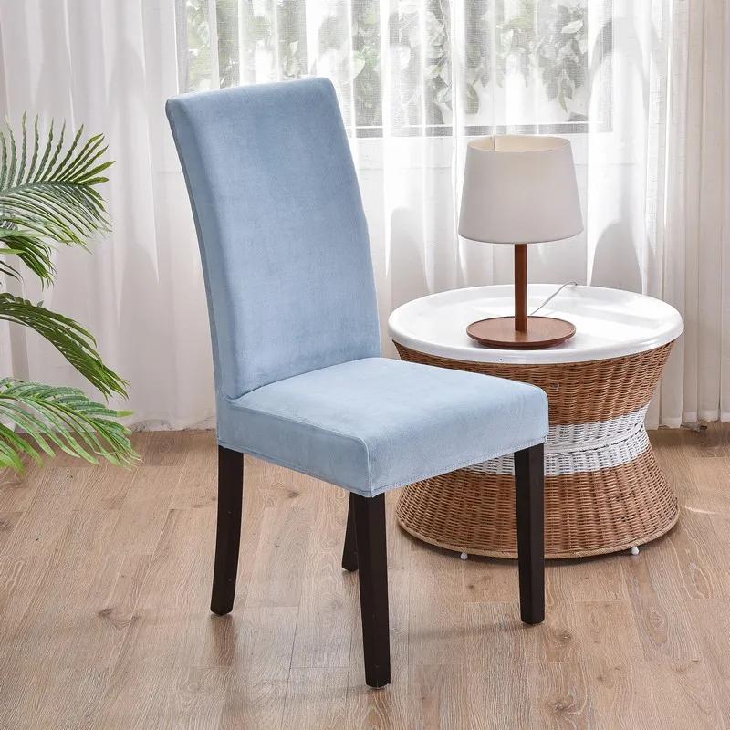 Soft Velvet Dining Chair Cover Universal Long Back Chair Slipcovers Elastic Seat Protector Case for Dining Room Home Decor