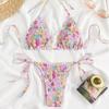 Women's Sexy Triangle Strap Bikini Set - New Style Ruched Three-Piece Swimsuit In Stock