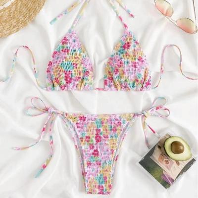 Women's Sexy Triangle Strap Bikini Set - New Style Ruched Three-Piece Swimsuit In Stock