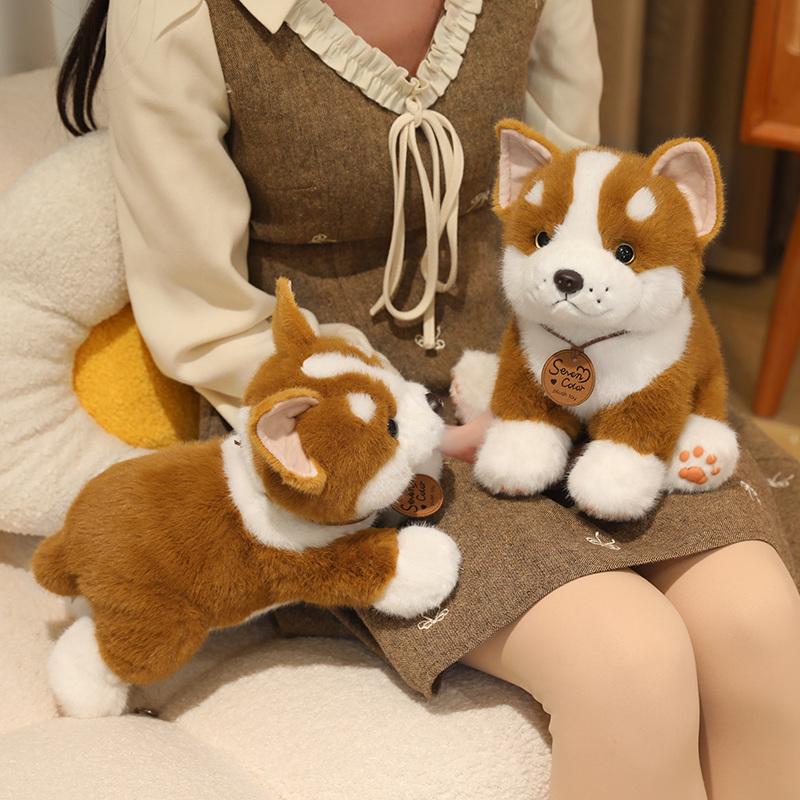 Lifelike Corgi Plush Buddy Corgi Stuffed Dog Fuzzy Bedtime Companion for Whimsical Room Accent Sweet Surprise Gift