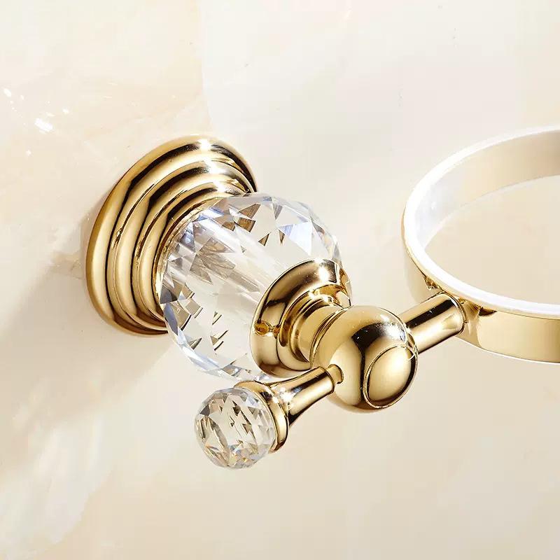 Spazzolino da Toilette in Acciaio Inossidabile Portaspazzolino per la Pulizia del Bagno con Serie Cristallo Oro Forniture Sanitarie in Ceramica Set Spazzolino da Toilette