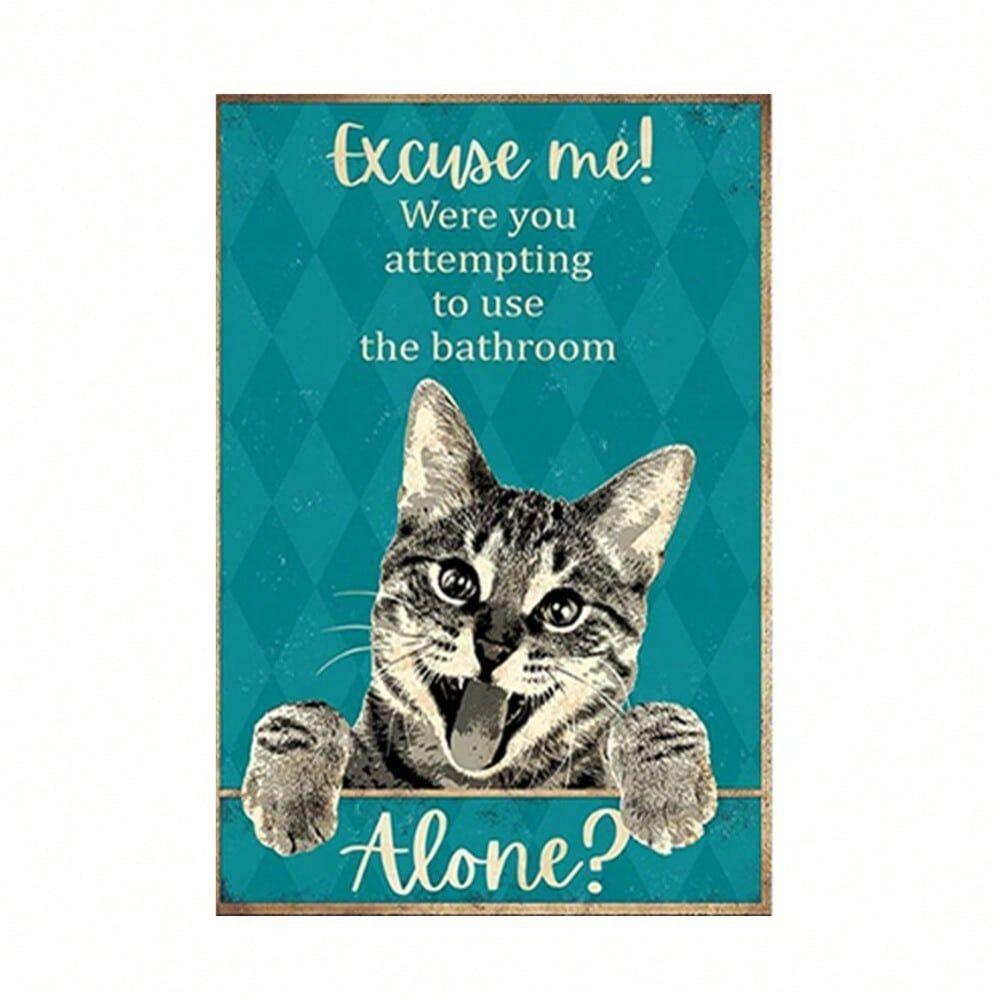 Vintage Cat Metal Wall Art Poster