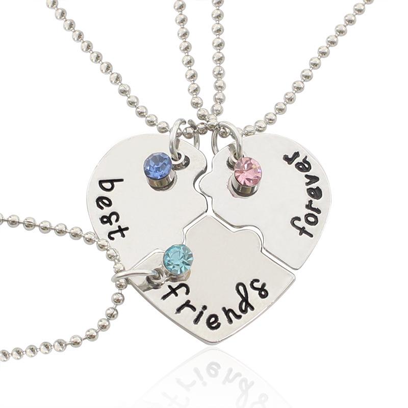 Multi-Person Diamond Heart & Letter Necklace for Girlfriends