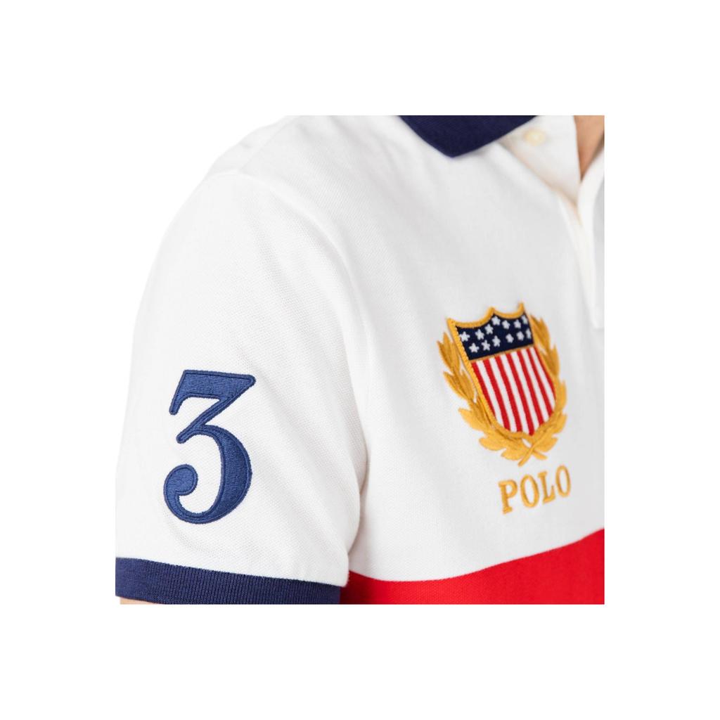 Polo Ralph Lauren SS24 Color Block Logo Big Pony Short Sleeve Polo Shirt Men Tops White 710746105-001