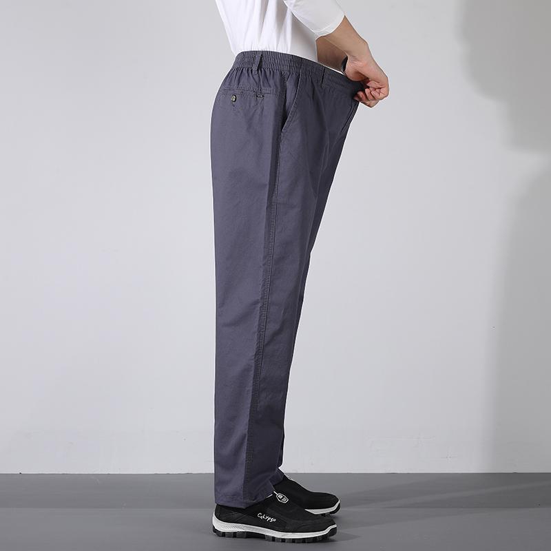 Spring Autumn Men's Clothing Pockets Button Elastic High Waisted Fashionable Casual Straight Pencil Cargo Trousers Vintage Pants