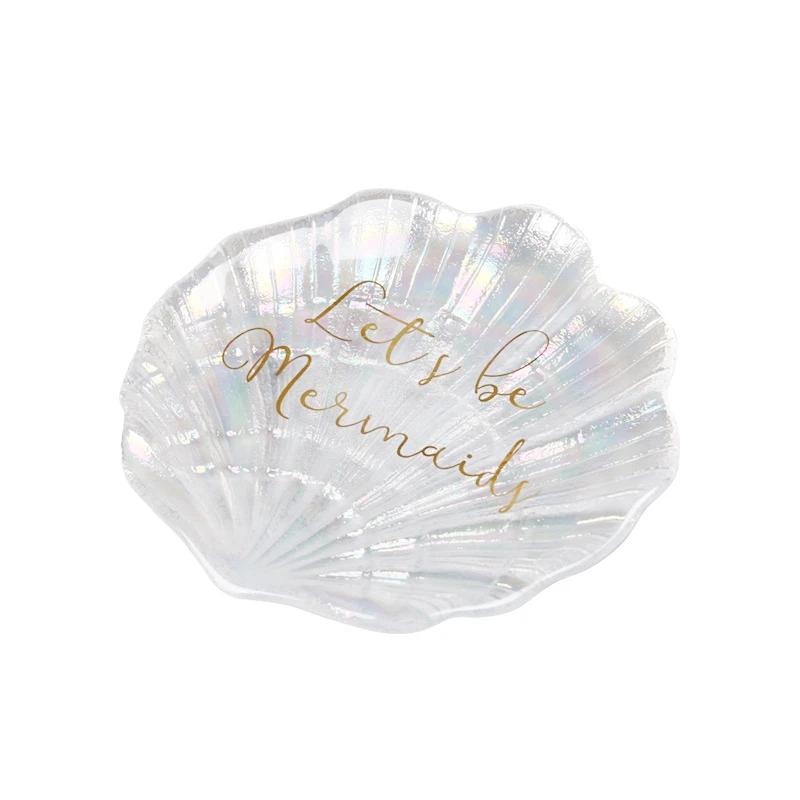 Transparent Glass Tray Decorative Jewelry Storage Trays Coffee Mug Fruit Dessert Cake Plates Desktop Room Decor Table Ornament