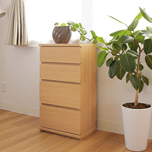 Shirai Sangyo PTS-8545H NA Under-Counter Storage Rack, Drawer Type, 4-Tier, Wooden Unit Storage, Combinable To Fit Kitchen and Dining Spaces, Simple D