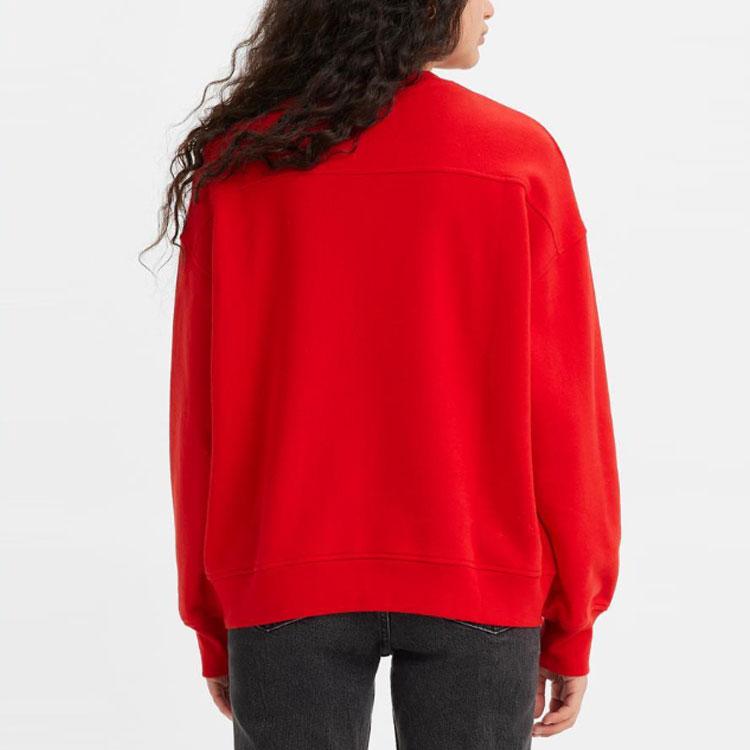 Levis SS23 Letter Print Crew Neck Long Sleeve Sweatshirt Women Sweatshirt Red A3533-0001