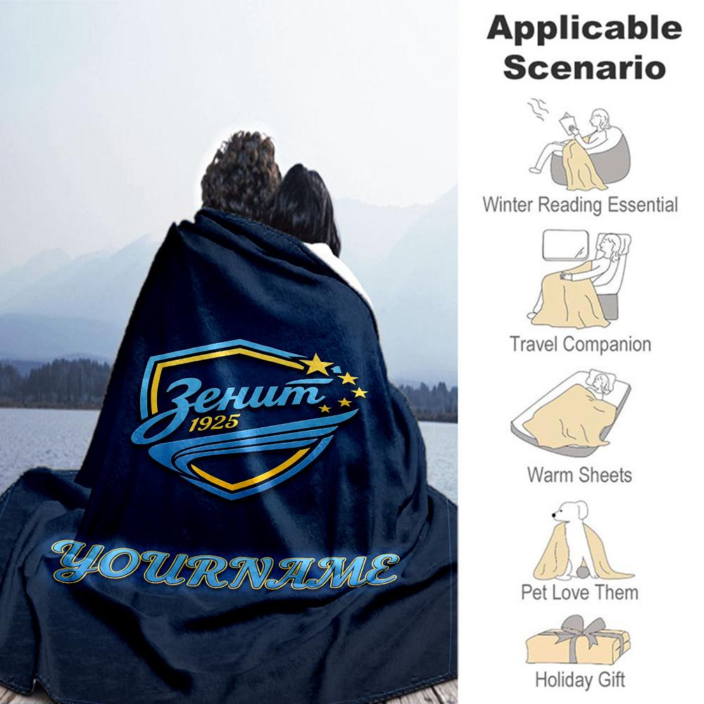 Fc Zenit Saint‑petersburg Personalized Text Blanket Cozy Customizable Blanket Ultra-Soft Great for Living Room Seaside Couch Livingroom