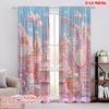2pcs,2D Plane Printing Curtains Roller Blinds Dreamlike Candy Durable 100% Polyester Fabric (without Rod) Decorations Inside Use