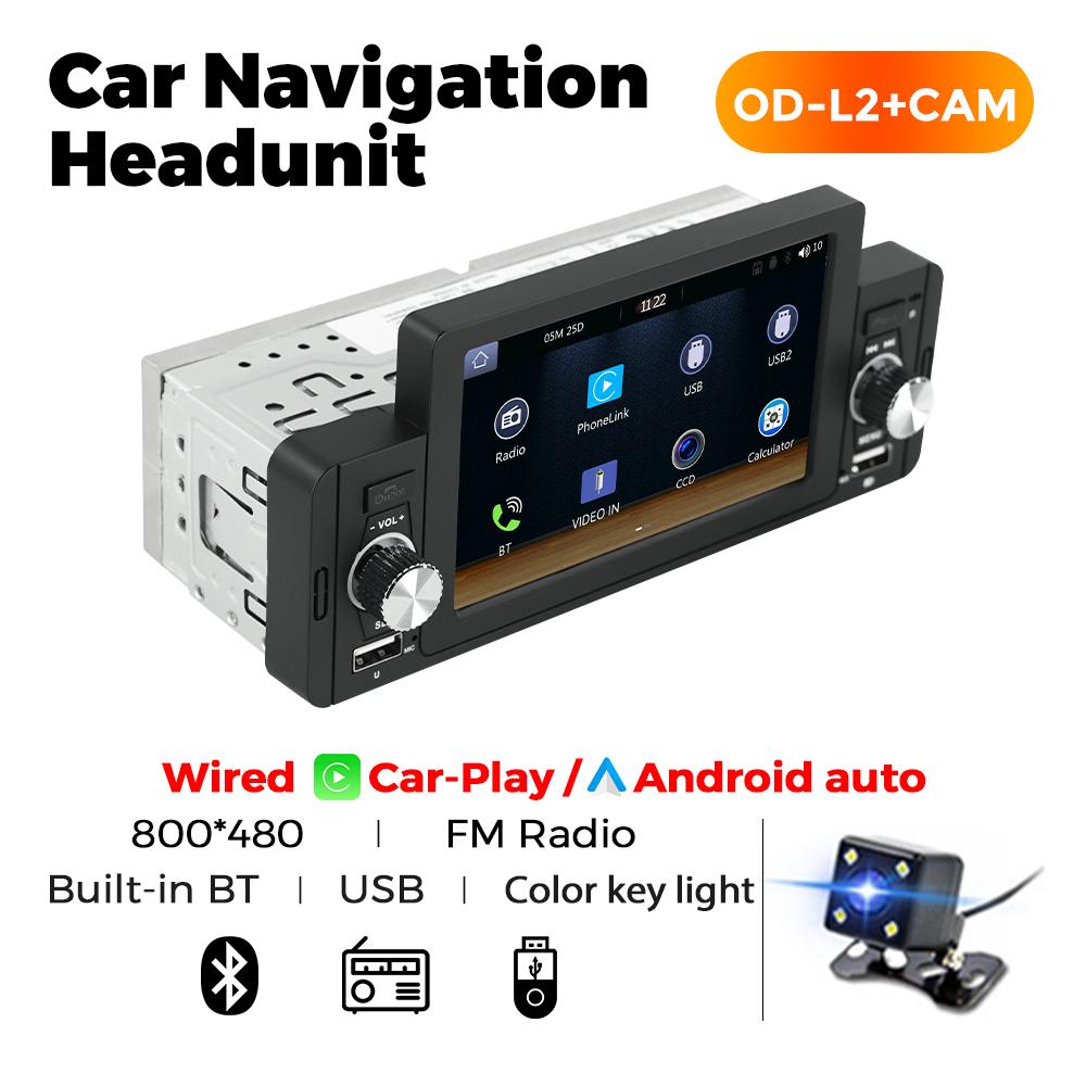 Navifly 5" Touch Screen 1 Din MP5 Player Universal Car Radio Multimedia Player Wireless Carplay Android Auto FM Stereo Receiver