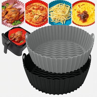 Runde Air Fryer Liner Wiederverwendbare Antihaft-Silikonmatte mit Griffen Mikrowellenherd Zubehör