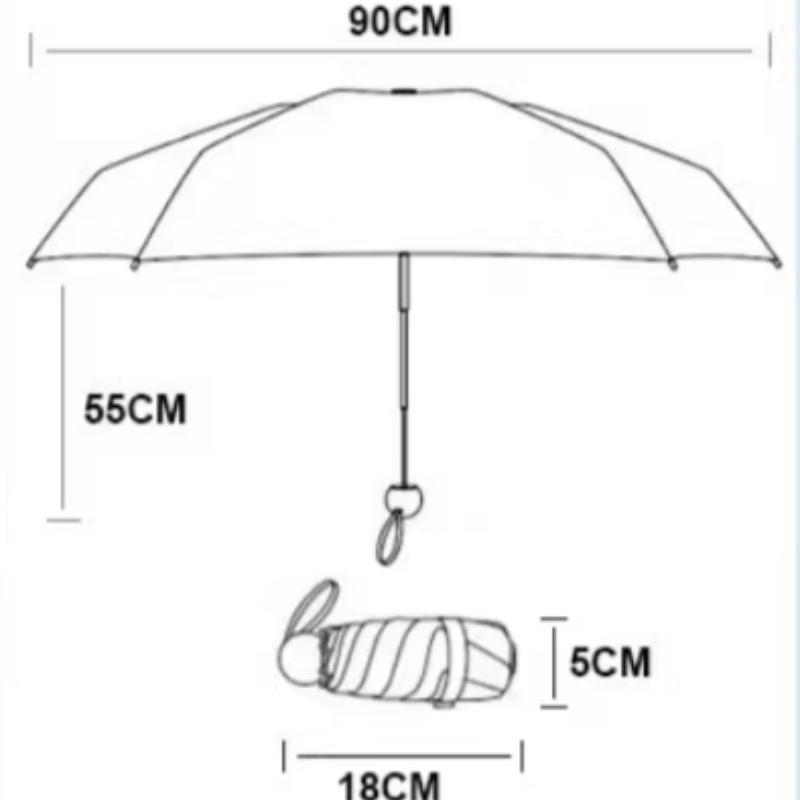 Five Fold Umbrella for Both Rain and Sunshine Capsule Umbrella for Sun Protection Ultra Light Pocket Sunshade
