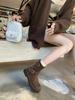 ~ New Retro Locomotive Buckle with Round Head Thick Sole Heightening Medium Tube Short Boots Autumn and Winter Women
