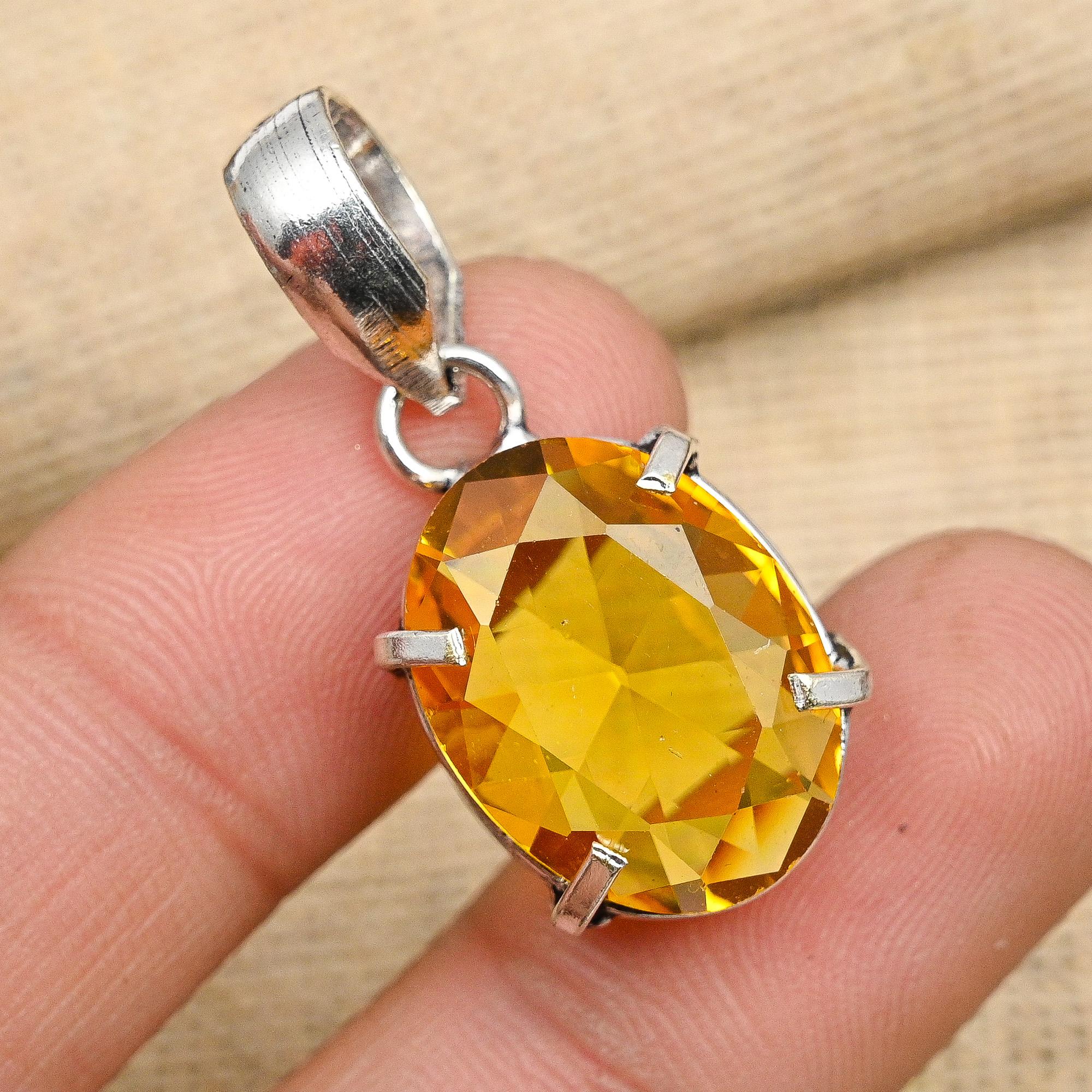 

Ювелирный кулон ручной работы из стерлингового серебра 925 пробы с цитрином для нее