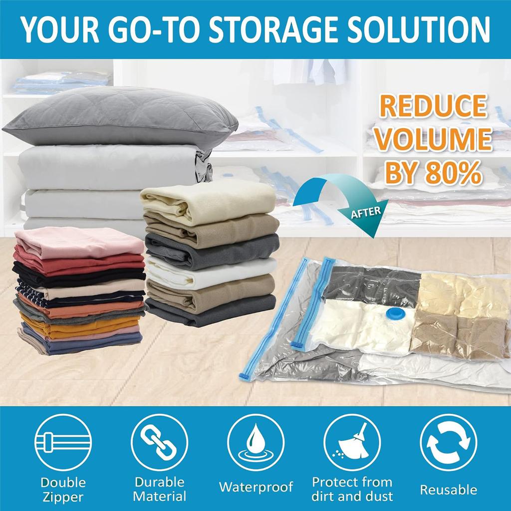 20 Pack Vacuum Storage Bags Suit Included Hand Gas Extractor, Space Bags Compression For Comforters And Blankets, Sealer Clothes Storage