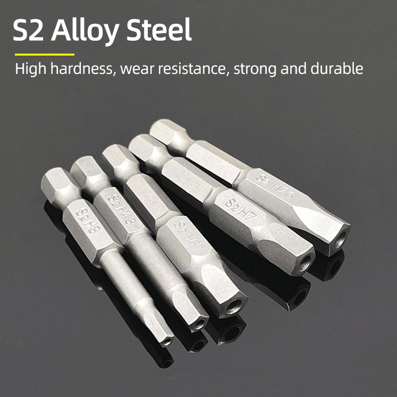 Set de biți magnetici pentagonali cu gaură Hex 1/4" Oțel S2 50mm Security Torx Biți de găurit Cheie cu clichet Unelte de mână