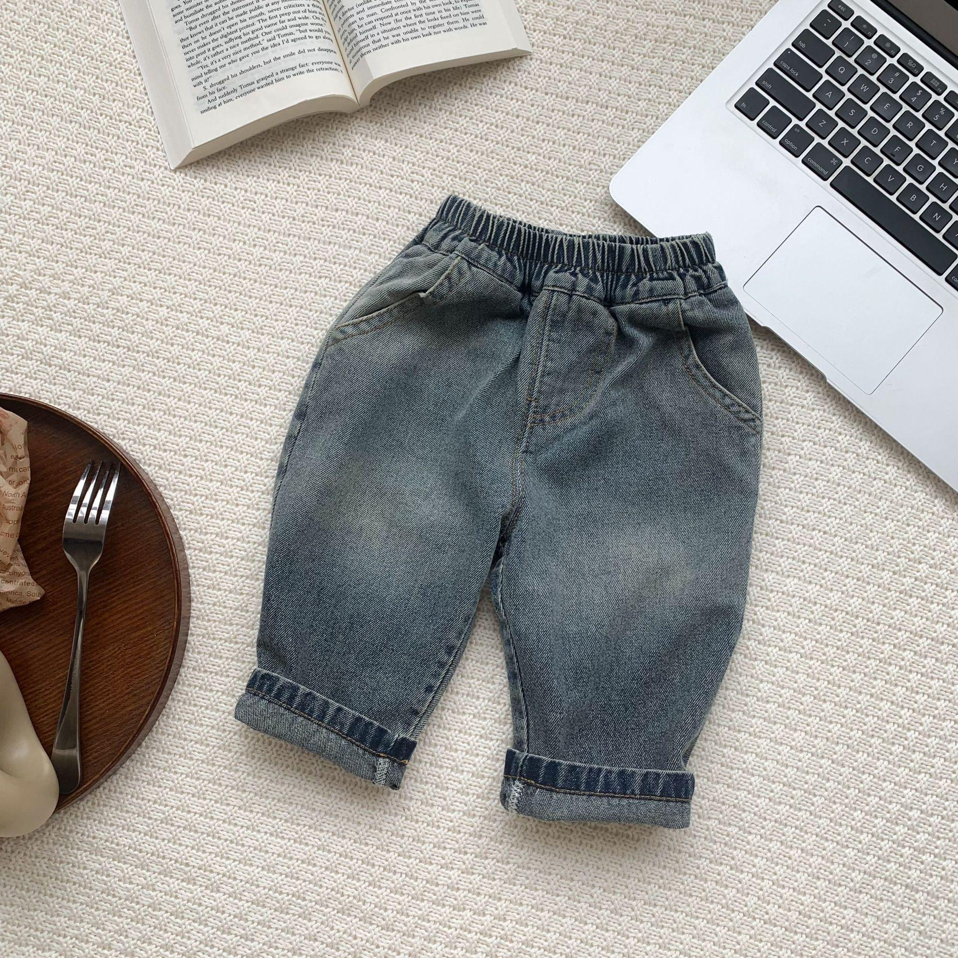 

Унисекс Джинсы для малышей - Корейский стиль Весна/Осень Повседневные Длинные брюки для младенцев и маленьких детей 73 cm как