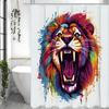 Lion Roar Watercolor Shower Curtain, Bathroom Decorative Shower Curtain, Waterproof Shower Curtain With Hooks