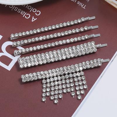Shiny Rhinestone Fashion Hairpin Edge Clip Female Simple Exquisite Internet Celebrity One-word Clip Personalized Row Diamond Hairpin Set