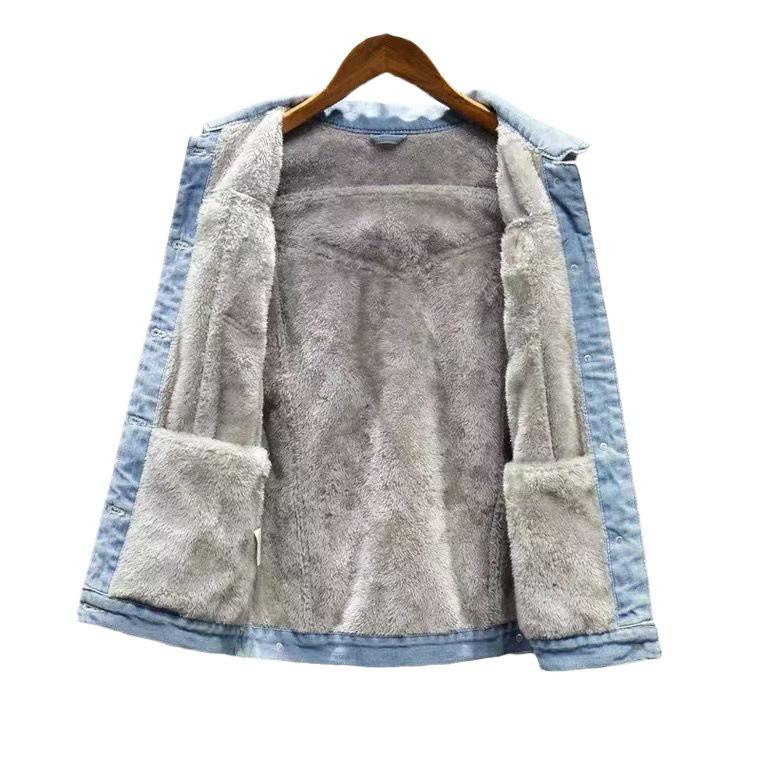 Men's Korean Style Winter Velvet-Lined Denim Jacket - Trendy, Warm, Casual Wear for Students