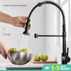 Crane Blacked Kitchen Faucets Pull Out Spring Spout Sink Faucets 360 Rotation Single Lever Cold And Hot Water Mixers Tap