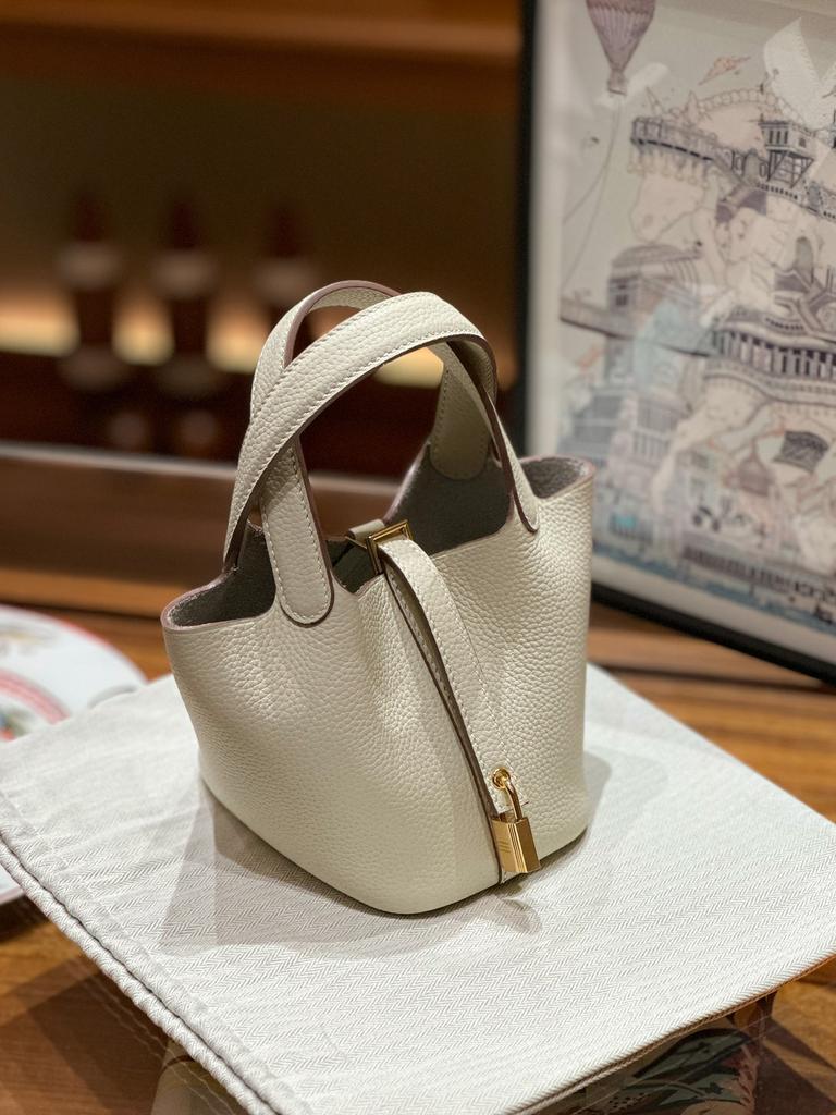 Lammwolle Mini14 Halbhandgefertigte Leder Handheld Bucket Bag Importiertes TC Rindsleder Handtrage Mode Damen Tasche