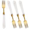 4Piece Gold Stainless Steel Flatware Set with Clear Acrylic Handle Matte Eating Utensils Dishwasher Safe