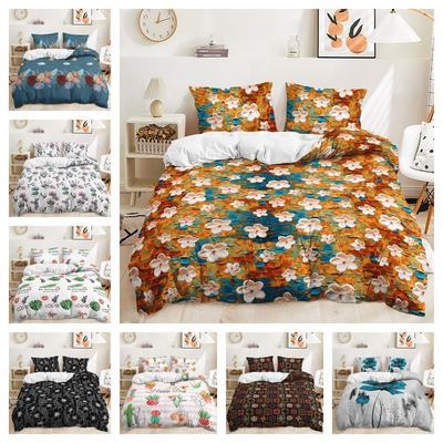3D Plant Pattern Down Duvet Cover Bedding with Floral Pattern Bedding Set for Men and Women, Single Double Bed, Queen Size Gift
