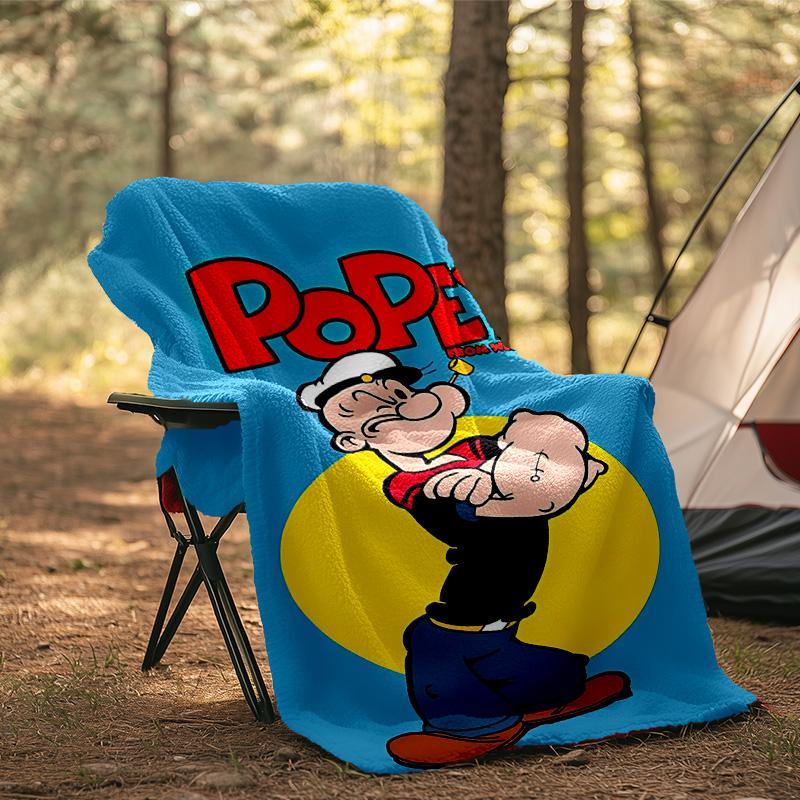 Popeye's Strength Displayed Blanket Flannel Throw for Sofa, Indoor, Camping, Living Room, Office, Chair, And Bed Soft Birthday Gift