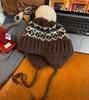 Women's Retro Fair Isle Earflap Woolen Beanie - Thick Knitted Autumn/Winter Warm Hat