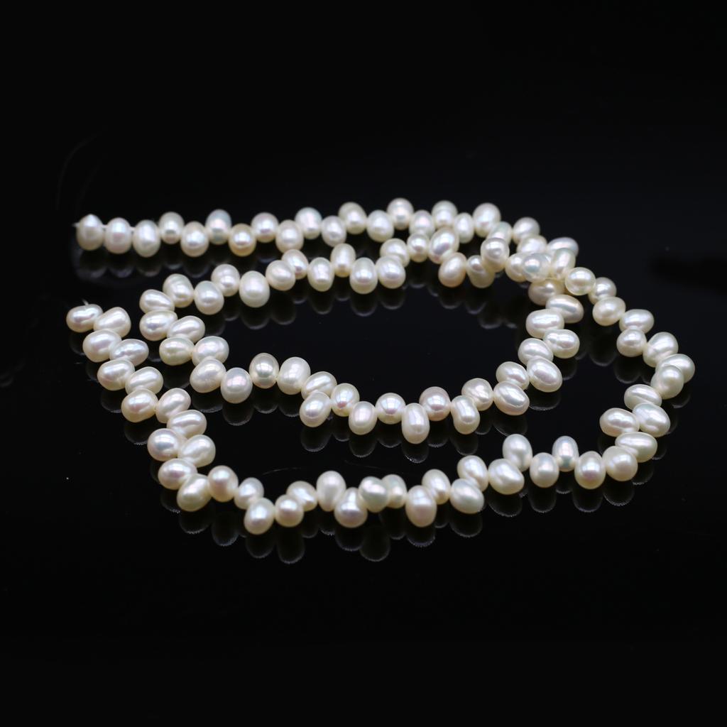 1String, Natural Freshwater Pearls, Top Sided Drilled Hole Pearl Beads for Jewelry Making DIY Necklaces, Bracelets Crafts (Beads 4×5mm, Length 36cm)