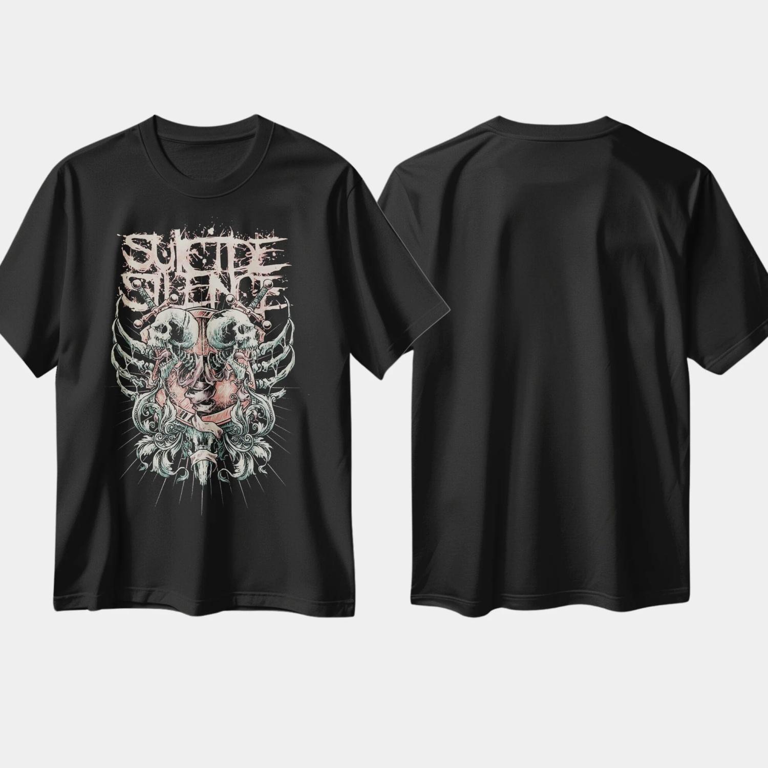 

Rock Band T-shirt Suicide Graphic Silence American Deathcore-band Rock and Roll Cotton Round Neck Men Women Tees Short Sleeve S чёрный