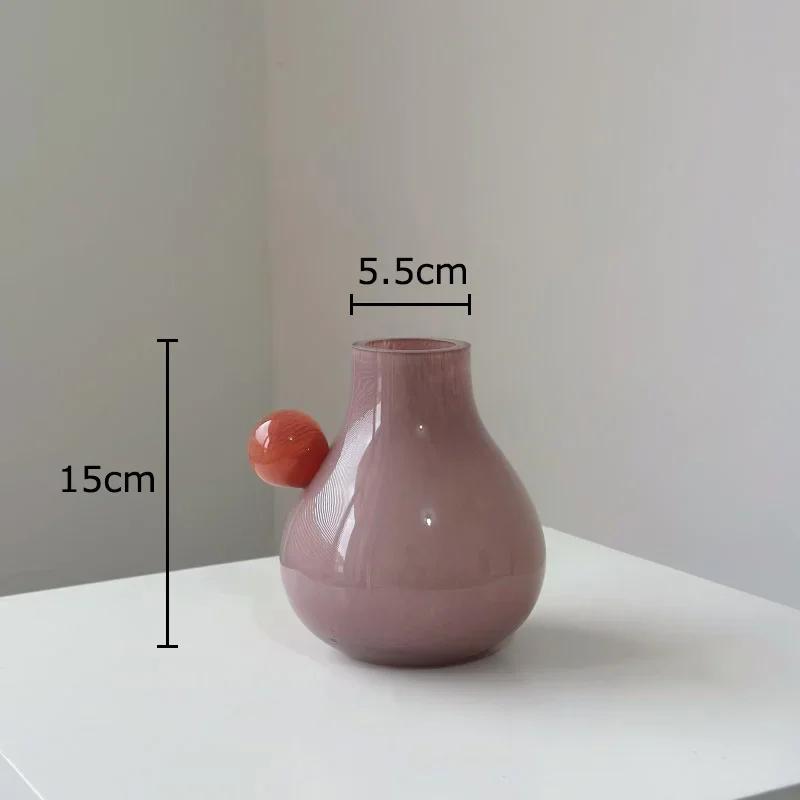 Colored Stone Shaped Glass Vase Creative Flower Pots Desk Decoration Flower Arrangement Floral Vases Room Aesthetic Decor