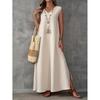 2025 Sommer Ärmelloses V-Ausschnitt Maxikleid mit Seitenschlitz - Elegante Europäische & Amerikanische Stil Damenmode