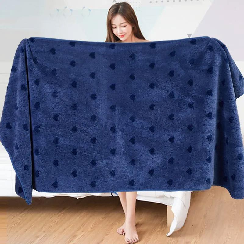 

Банное полотенце из хлопка, очень большое, длинное, толстое, быстросохнущее, впитывающее, мягкое, плюшевое полотенце, набор полотенец для ванной 70 * 140cm синий