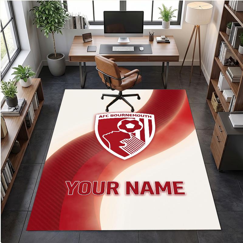 Crystal Velvet Rug Bournemouth Football Print Custom Name Text Floor Mat Home Decor