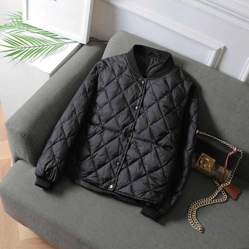 

Женская мода Ультралегкий пуховик из хлопка Верхняя одежда Короткая стеганая хлопковая куртка Осень Зима Однобортное пальто с хлопковой подкладкой L чёрный