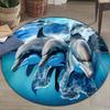 Dolphin Print Round Area Rug Non Slip Floor Mat Living Room Hotel Decor Ocean Theme Home Carpet