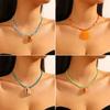 Bohemia Ocean Vacation Shell Conch Pendant Necklace for Women Charm Retro Colorful Acrylic Beaded Choker Summer Beach Zircon