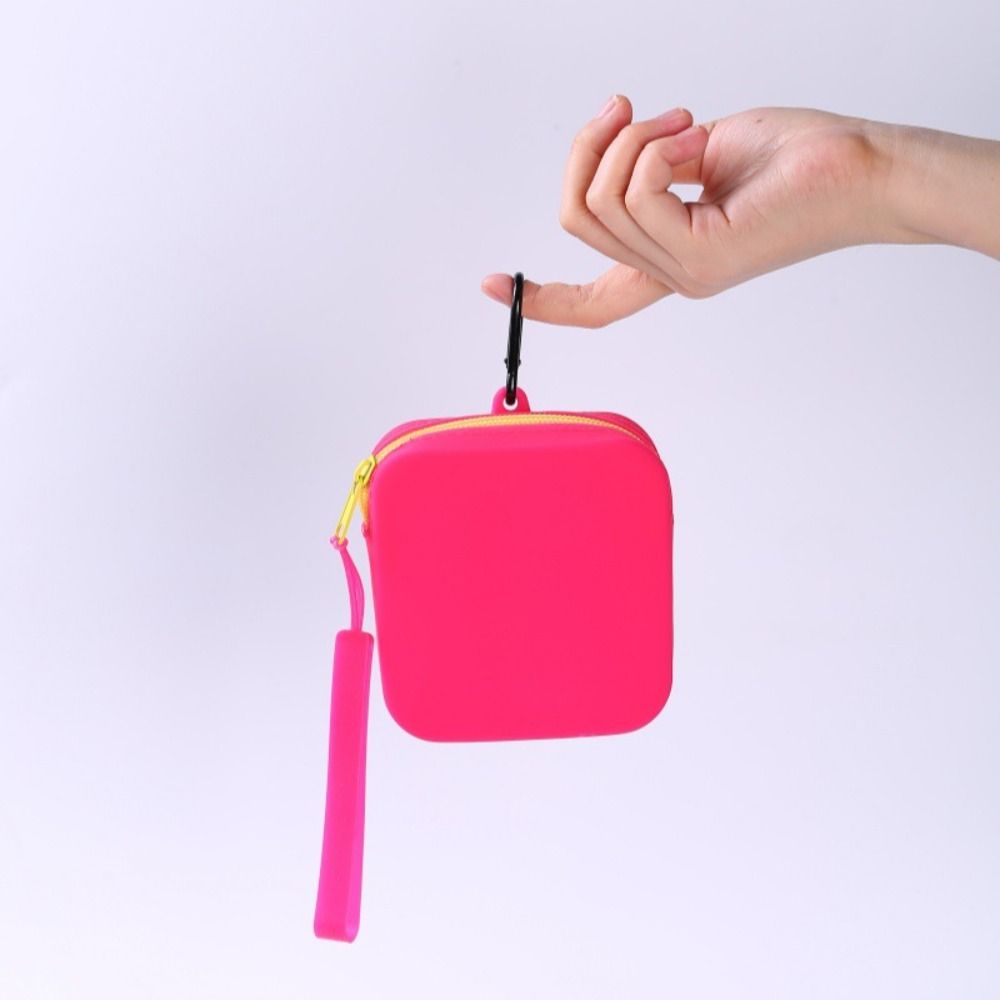 Portable Silicone Coin Purse Waterproof Solid Color Earphone Bag Zipper Small Item Bag Students