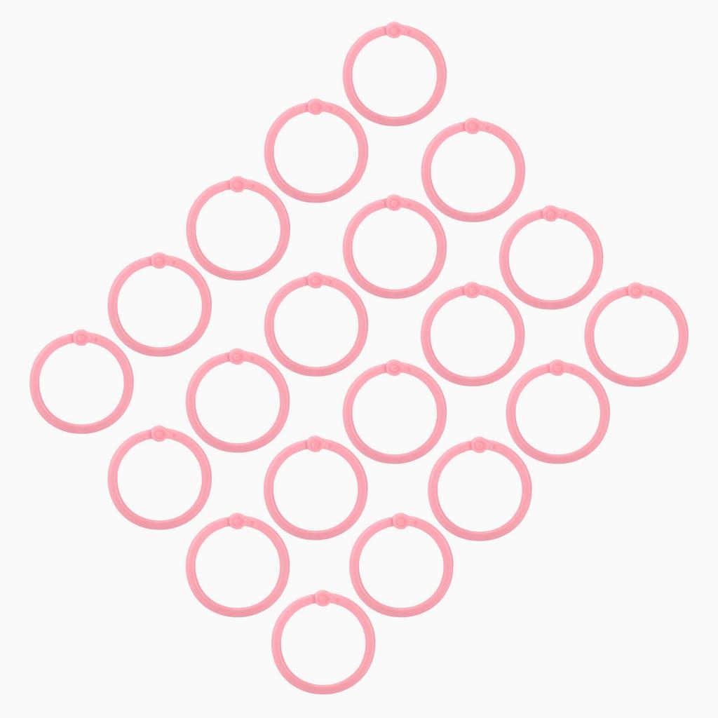 20Pcs Book Binder Ring Flexible Loose Leaf Buckle 30mm Paper Single Ring for Cards FilesPink