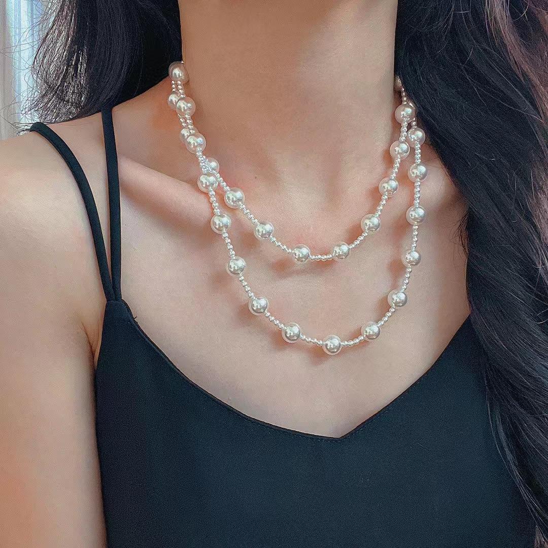 

Retro Shijia Zhengyuan Cold White Size Mixed With Gypsy Stars Pearl Sweater Chain, A Variety Of Wearing Necklaces For Women