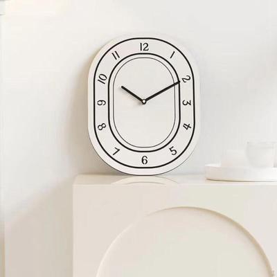 Oval Wall Clock Decorative Silent Minimalist Accessory Stylish Hanging